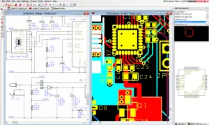 Projektowanie płytki drukowanej w **DesignSpark PCB**. Schemat i widok 3D płytki.