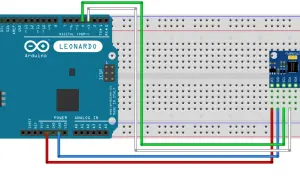 Połączenie akcelerometru Arduino MPU-6050 z płytką styków.