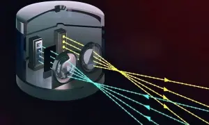 Skaner lidar emituje wiązki światła, tworząc mapę otoczenia.