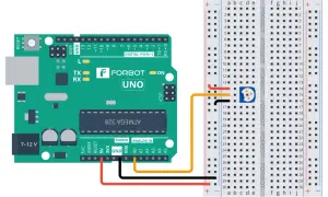 Arduino Uno z podłączonym potencjometrem cyfrowym do płytki stykowej.