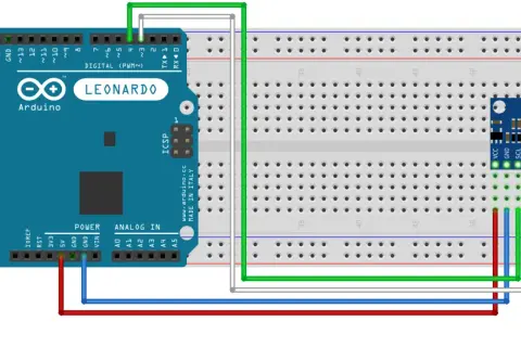 Połączenie akcelerometru Arduino MPU-6050 z płytką styków.