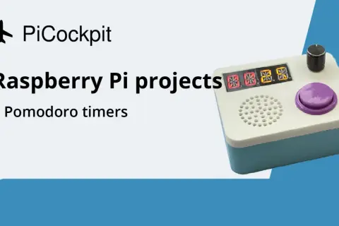 PiCockpit: Raspberry Pi projects - 5 Pomodoro timers. Urządzenie z wyświetlaczem cyfrowym, przyciskiem i pokrętłem, idealne do projektów z Raspberry Pi Pico.