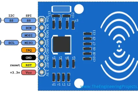 Moduł RFID RC522 do Arduino z wyprowadzeniami UART, I2C, SPI.