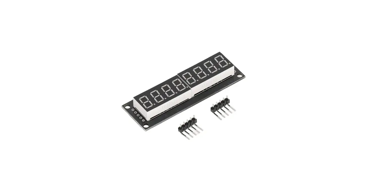Wyświetlacz 7-segmentowy z modułem tm1637, idealny do projektów DIY. Pokazuje cyfry 8.8.8.8.